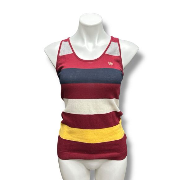 Heritage 1981 Tank Top Striped Scoop Neck Racerback Cotton Multi Sz L Preppy Y2K - Picture 8 of 8